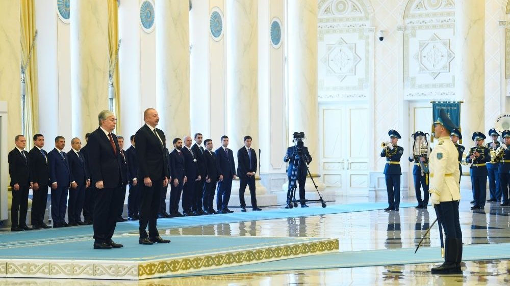 Prezident İlham Əliyevin Astanada rəsmi qarşılanma mərasimi olub