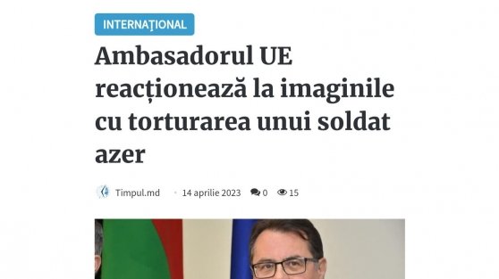 Moldovan media outlets condemn torture and inhuman treatment against an Azerbaijani soldier by Armenians