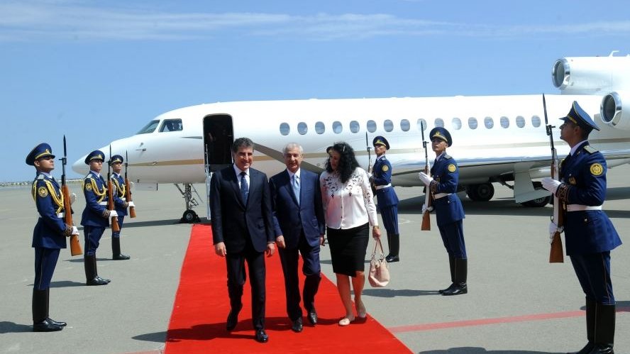 İraq Kürdüstan Regionunun başçısı Neçirvan Bərzani Azərbaycana işgüzar səfərə gəlib