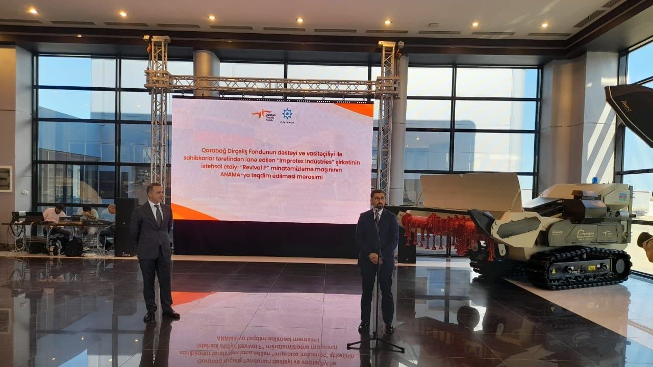 Entrepreneurs donate domestic mine clearance machine to Azerbaijani Mine Action Agency