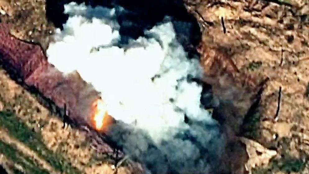 Azerbaijan shares footage of destroying artillery installation of Armenian armed formations