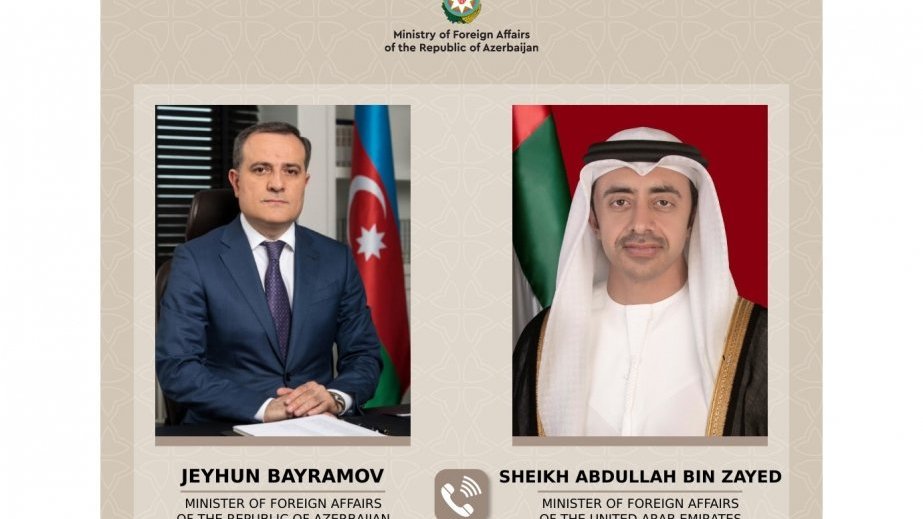 Ceyhun Bayramov BƏƏ-nin xarici işlər naziri ilə regional və beynəlxalq məsələləri müzakirə edib