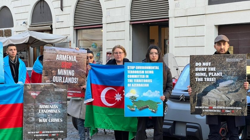 Romada Ermənistanın mina terroruna qarşı etiraz aksiyası təşkil edilib