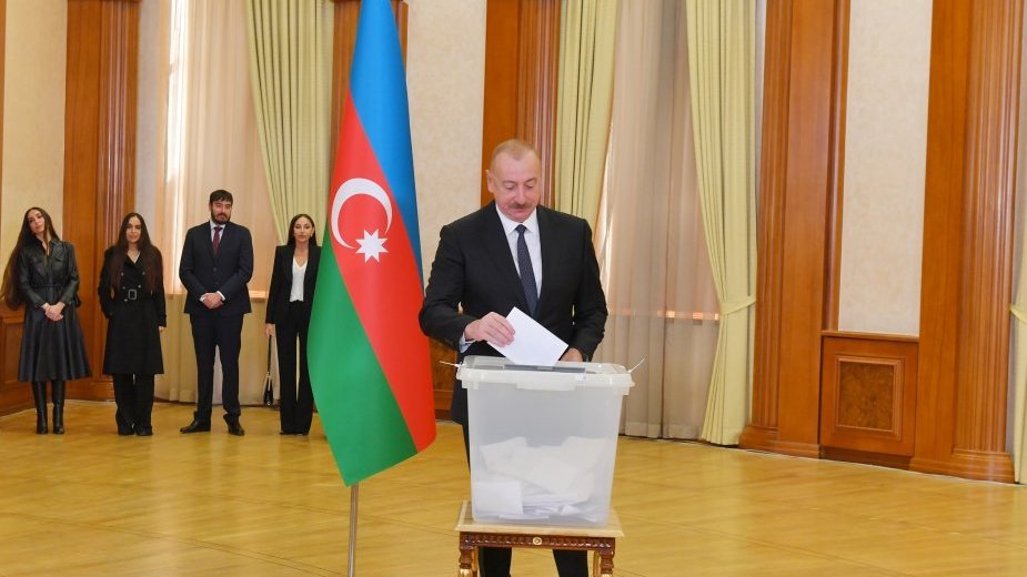 President Ilham Aliyev, First Lady Mehriban Aliyeva, members of their family cast votes in Khankendi