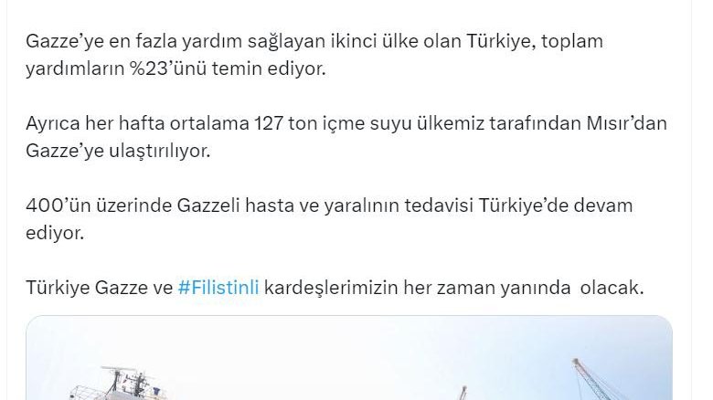 Türkiye'den Gazze'ye 42 bin ton yardım
