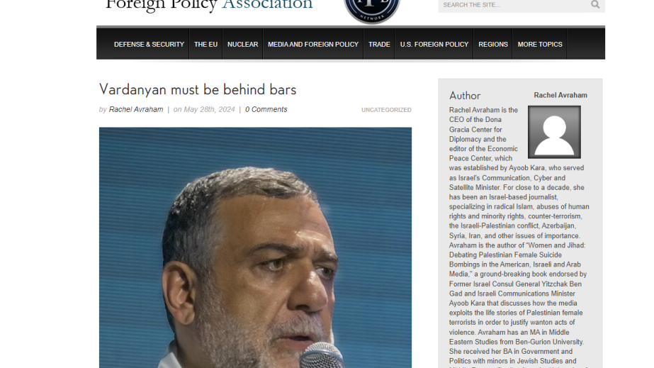 İsrailli jurnalist Vardanyanın həbsdə olmasını əsaslandırıb