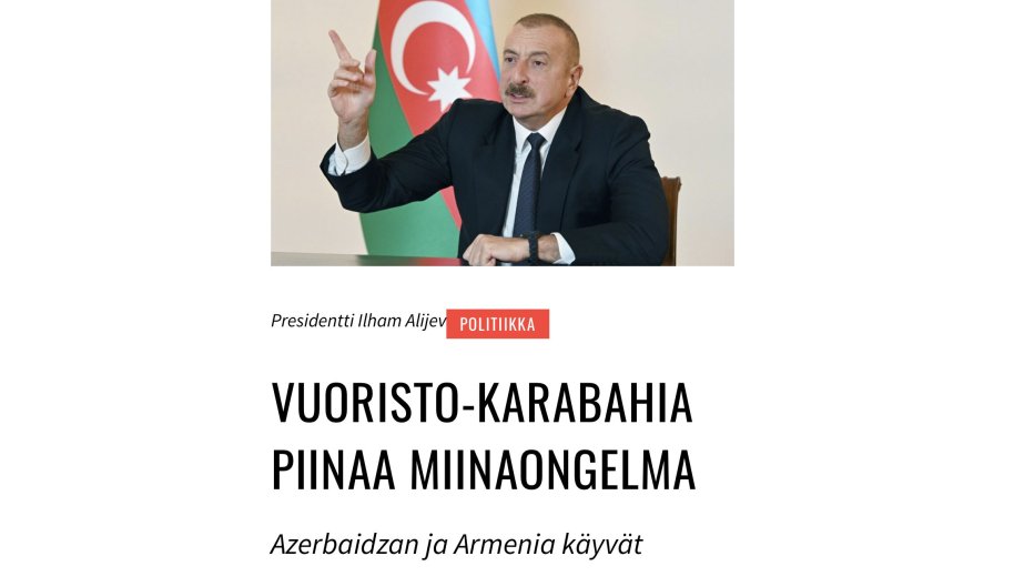 Finlandiya portalı Azərbaycanın azad olunmuş ərazilərindəki mina problemindən yazıb