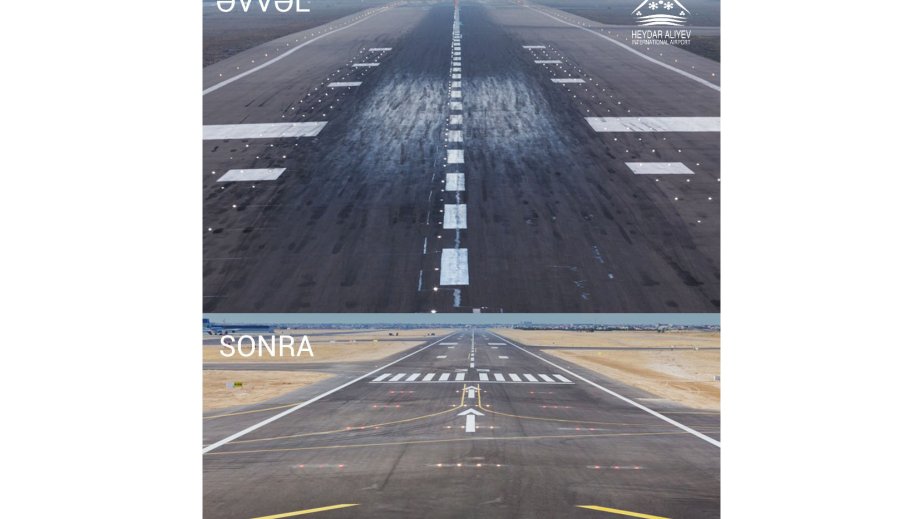 Heydər Əliyev Beynəlxalq Aeroportunda yenilənmiş uçuş-enmə zolağı istifadəyə verilib