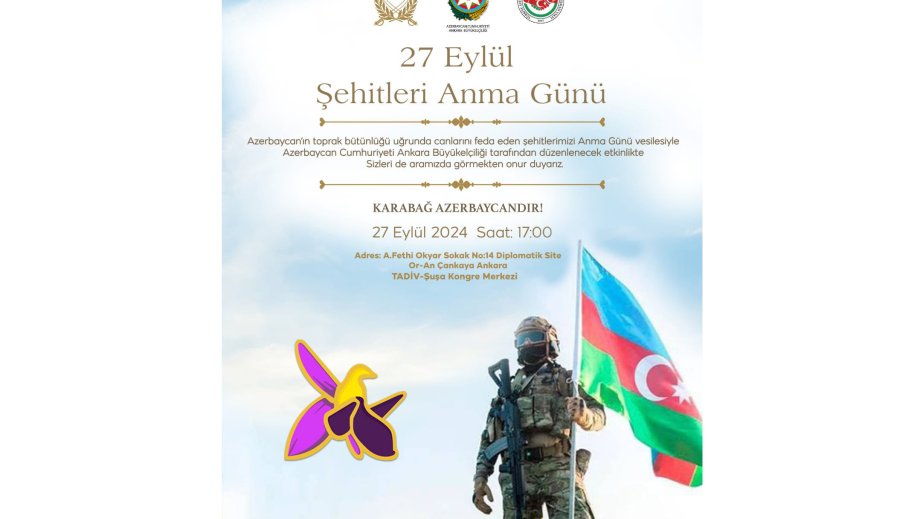 Ankarada 44 günlük Vətən müharibəsi qəhrəmanlarının xatirəsi anılacaq