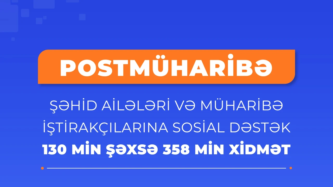 Postmüharibə dövründə şəhid ailə üzvləri və müharibə iştirakçılarına göstərilən xidmətlər açıqlanıb