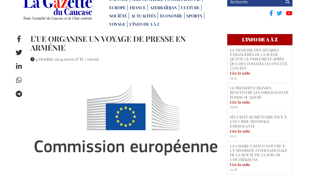 “La Gazette du Caucase” Azərbaycan qaçqınlarına qarşı ikili standartlara və Ermənistanın dəstəklənməsinə görə Aİ-ni tənqid edib