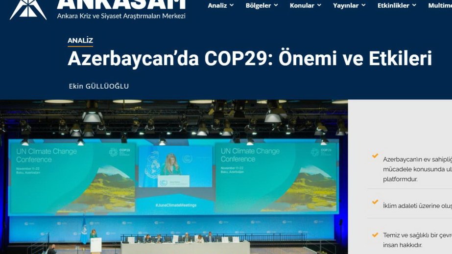 COP29:  Türkiyəli ekspert: COP29 iqlim böhranı ilə mübarizədə yeni mərhələ olacaq