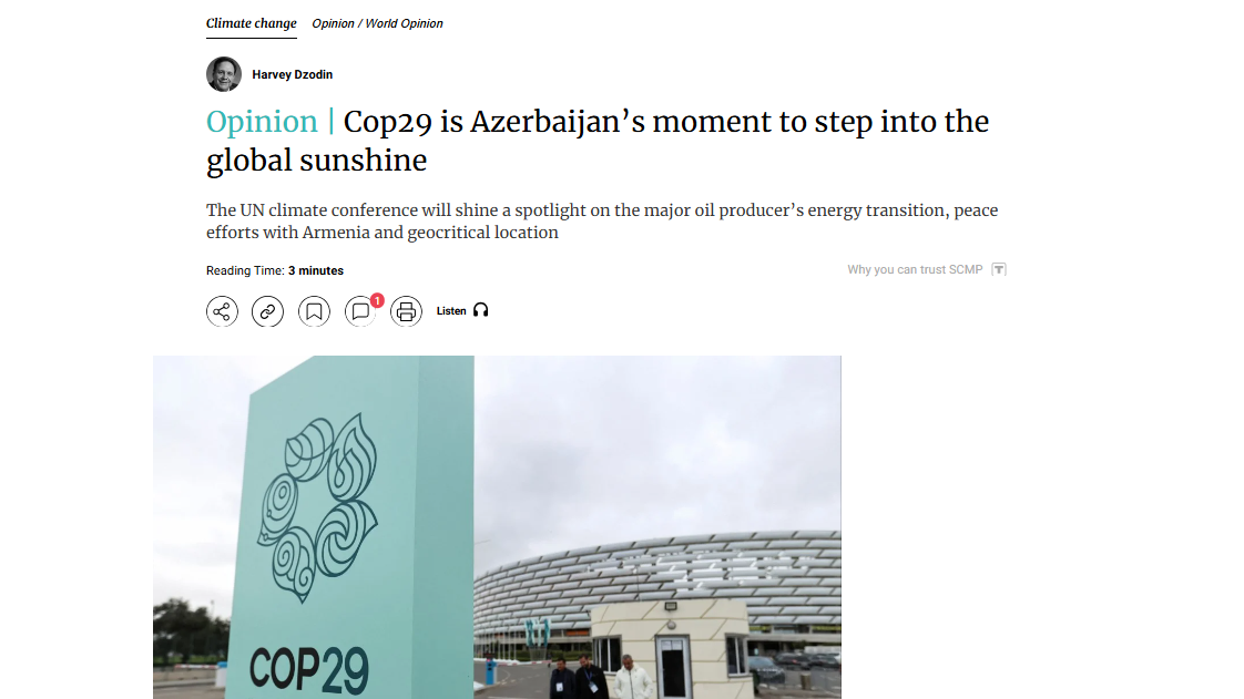 Azərbaycan COP29 ərəfəsində çoxqütblü dünyada orta gücə çevrilməyə hazırdır – ŞƏRH