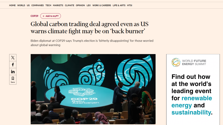 “Financial Times”: COP29-un ilk günü Azərbaycan üçün qalibiyyətlə başa çatdı