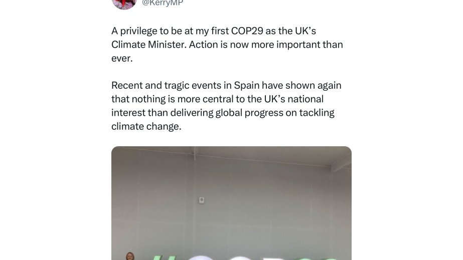 Britaniyalı nazir: COP29-da iştirak etmək böyük bir imtiyazdır