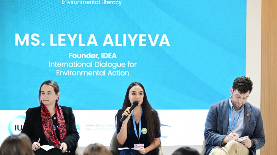 Heydər Əliyev Fondunun vitse-prezidenti Leyla Əliyeva COP29 çərçivəsində gənclərin ətraf mühit savadlılığının artırılmasına dair müzakirələrdə iştirak edib