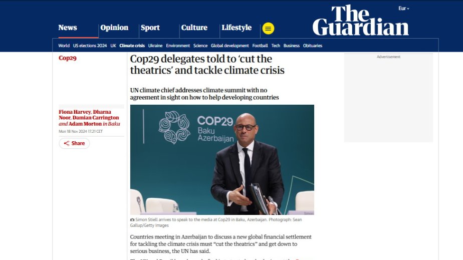 “The Guardian”: BMT COP29-da iştirak edən ölkələri konkret qərarlar qəbul etməyə çağırıb