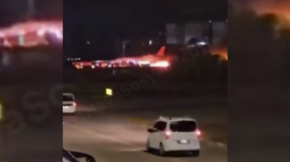 Antalya hava limanına enərkən Rusiyaya məxsus təyyarədə yanğın baş verib