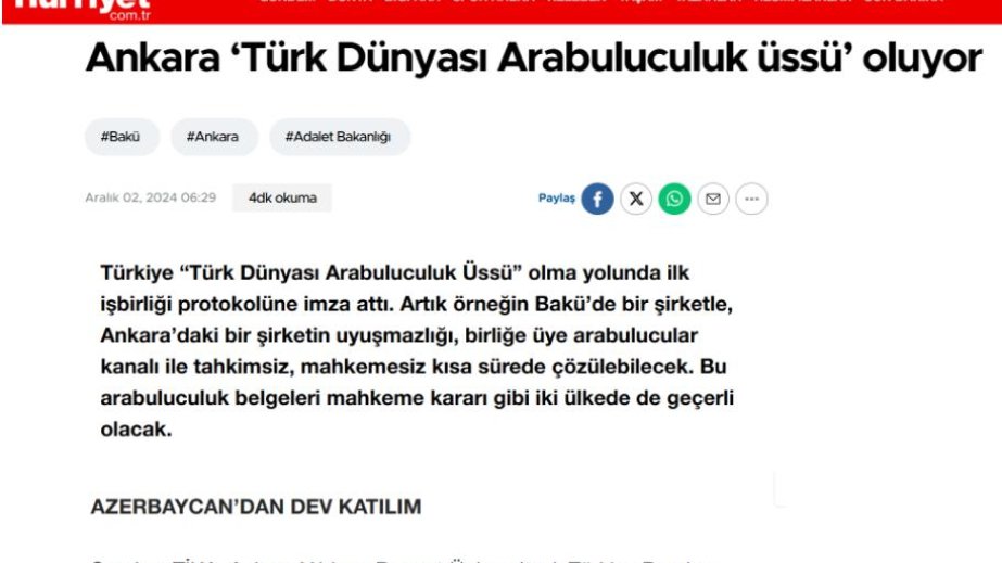 “Hürriyyet” qəzeti: Ankaradakı beynəlxalq qurultayda Azərbaycandan 86 mediator iştirak edib