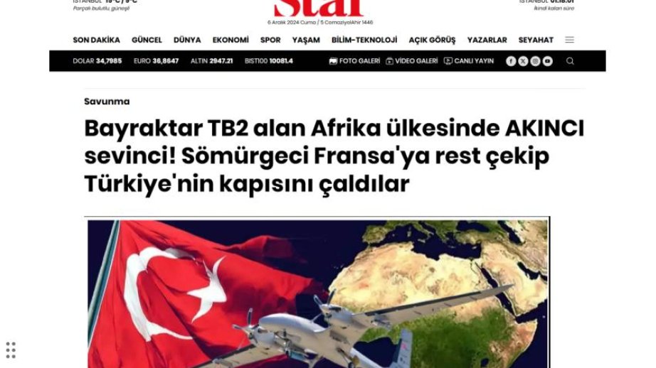 Star” qəzeti: Afrika ölkələri Türkiyənin xeyrinə Fransa ilə əməkdaşlıqdan imtina edir