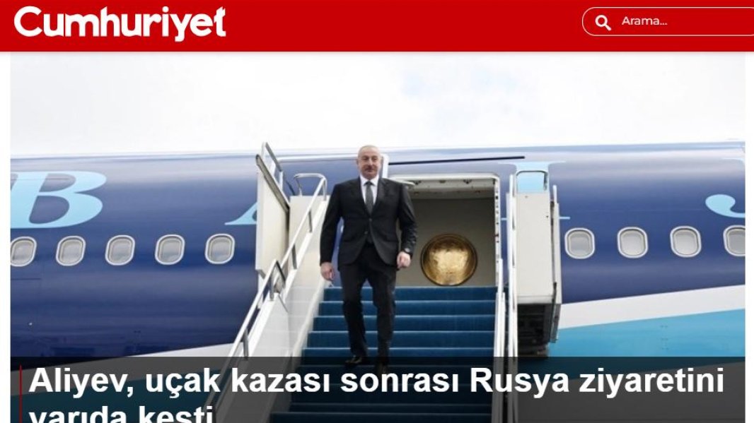 Qazaxıstanda AZAL-ın təyyarəsinin qəzaya uğraması Türkiyə mediasının diqqət mərkəzindədir