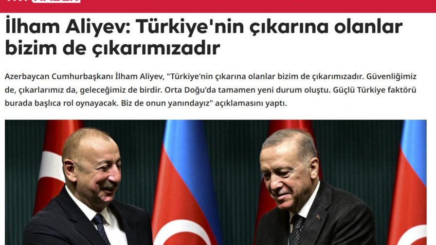 Türkiyə mediası Prezident İlham Əliyevin müsahibəsinə geniş yer ayırıb