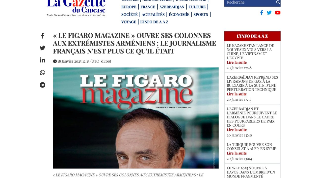 "La Gazette du Caucase" erməni ekstrimizminə xidmət göstərən fransız KİV-i ifşa edir