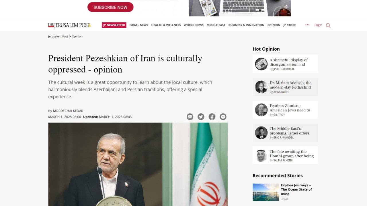 “The Jerusalem Post” Şəhriyarın “Heydərbabaya salam” poemasından iqtibas gətirib