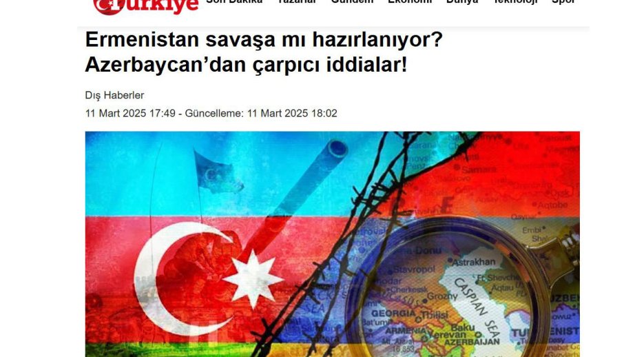 “Türkiye” qəzeti: Ermənistanın təxribatları regionda gərginliyin artırılmasına hesablanıb