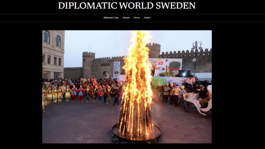 İsveçin “Diplomatic World Sweden” internet nəşrində Novruz bayramı ilə bağlı məqalə dərc olunub