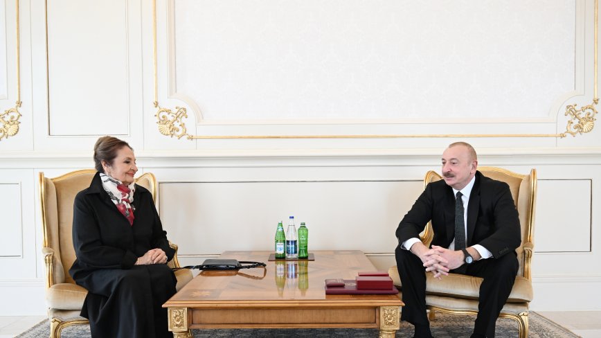 President Ilham Aliyev presents "Istiglal" order to Shafiga Mammadova