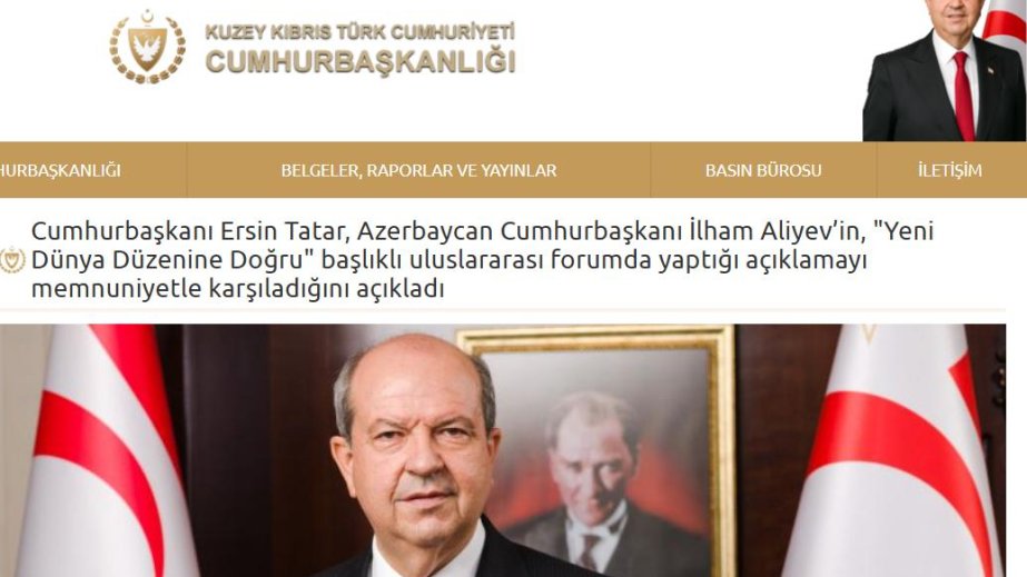 President Ersin Tatar expresses gratitude to Azerbaijani President for supporting Northern Cyprus