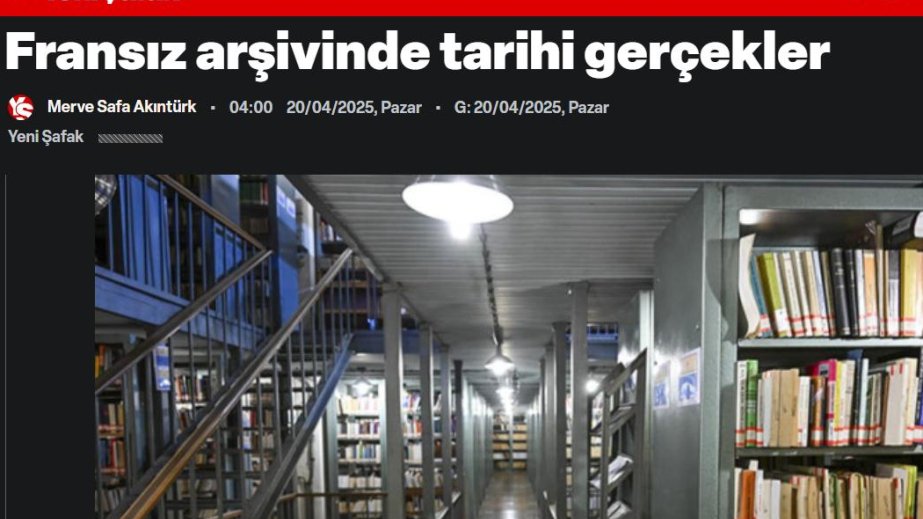 “Yeni Şafak” qəzeti: Fransa arxivləri erməni yalanlarını ifşa edir