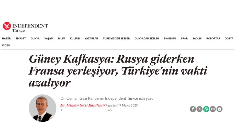 Türkiyəli ekspert: Ankara Cənubi Qafqazda Parisin addımlarını diqqətlə izləməlidir