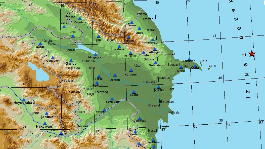 Xəzər dənizində 3,1 bal gücündə zəlzələ baş verib
