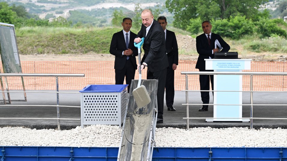 President Ilham Aliyev lays foundation stone of Khankendi Railway and Bus Terminal Complex
