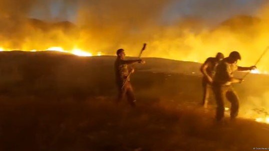 Ağdamda növbəti güclü yanğın: helikopter cəlb olunub (YENİLƏNİB)