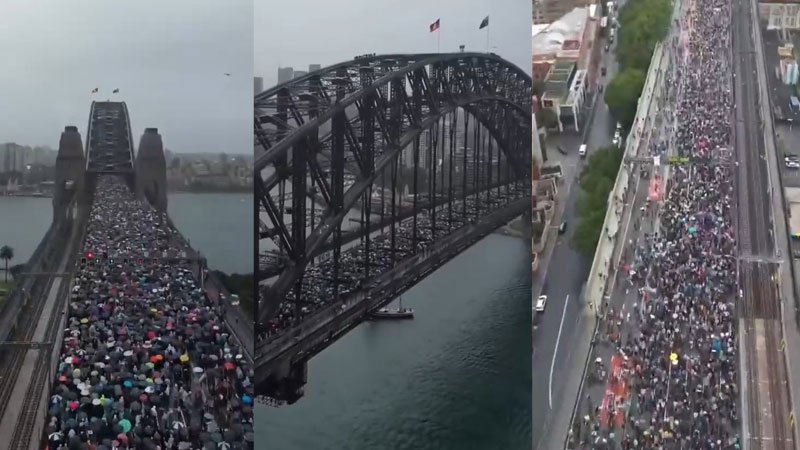 Avustralya'da Gazze yürüyüşü: 100 bin kişi köprüyü kapattı