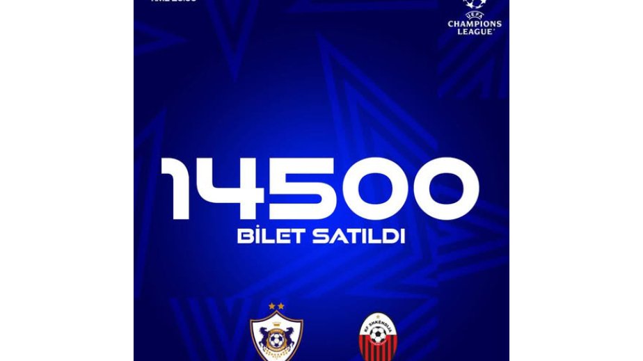 “Qarabağ” – “Şkendiya” oyununa satılmış biletlərin sayı açıqlandı