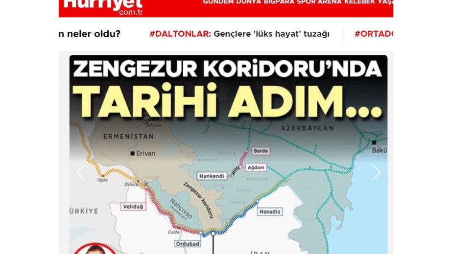 “Hürriyet” qəzeti: Qars-Naxçıvan dəmir yolu xəttinin tikintisinin başlanması Zəngəzur dəhlizinə doğru atılan tarixi addımdır