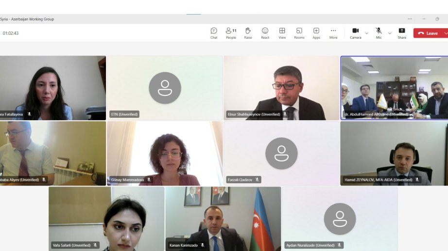 Humanitar sahələri əhatə edən Suriya - Azərbaycan işçi qrupunun onlayn formatda ilk iclası olub