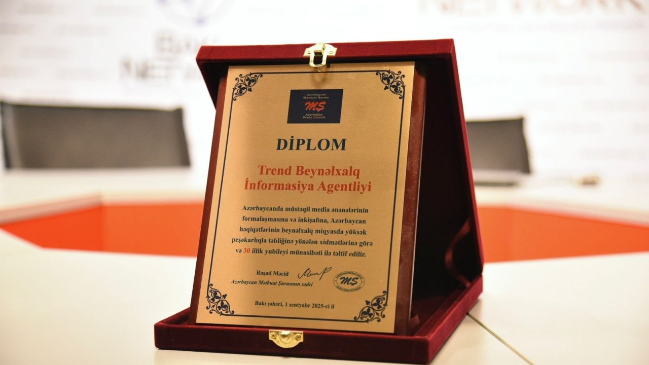 Trend İnformasiya Agentliyi Mətbuat Şurasının diplomu ilə təltif edilib