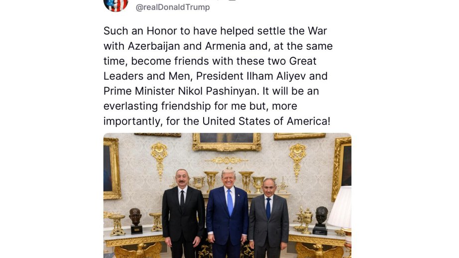 Trump shares another post about Azerbaijan: It will be an everlasting friendship for me