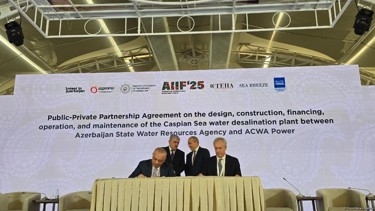 Azərbaycan və "ACWA Power" arasında Xəzər Dənizi Su Duzsuzlaşdırma Zavodunun inşası üzrə tərəfdaşlıq sazişi imzalanıb