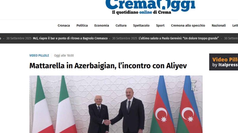 İtaliya mediası Prezident Sercio Mattarellanın Azərbaycana rəsmi səfərindən yazır