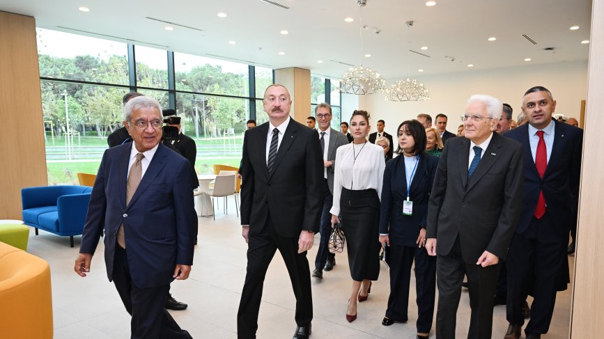 President Ilham Aliyev, First Lady Mehriban Aliyeva, and President Sergio Mattarella attend opening of first academic buildings of Italy-Azerbaijan University