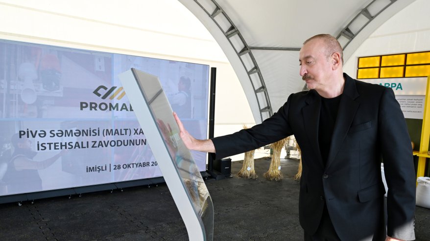 Prezident İlham Əliyev İmişlidə “Promalt” MMC-nin arpa emalı müəssisəsinin açılışında iştirak edib