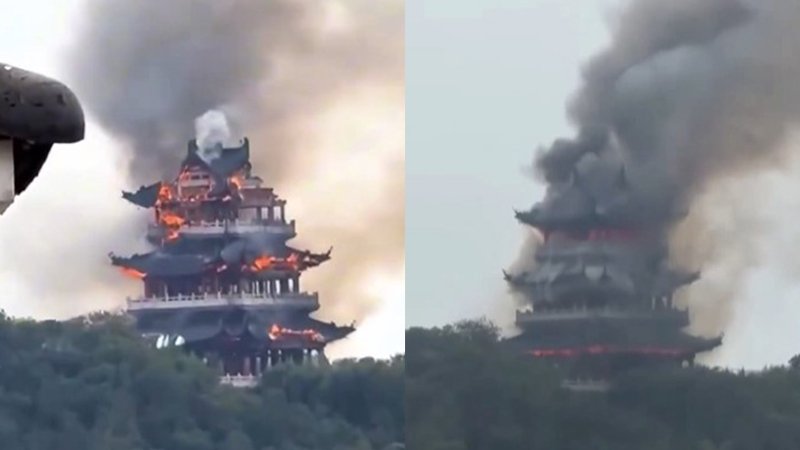 Çin’deki tarihi Yongqing Tapınağı'nda yangın çıktı