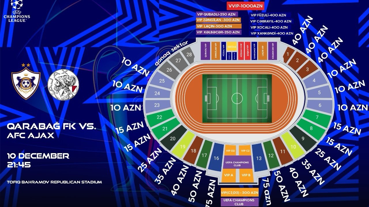 "Qarabağ" - "Ayaks" oyununun biletləri satışa çıxarılıb