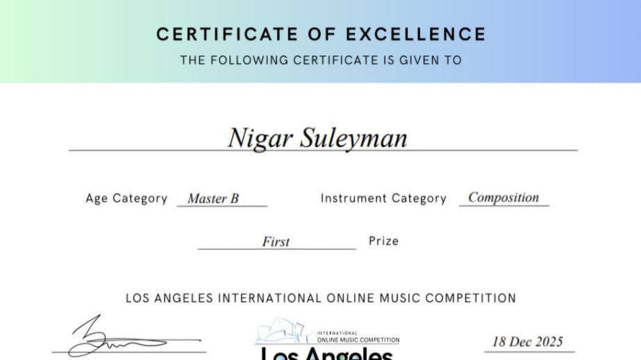 Gənc bəstəkar beynəlxalq müsabiqədə uğur qazanıb